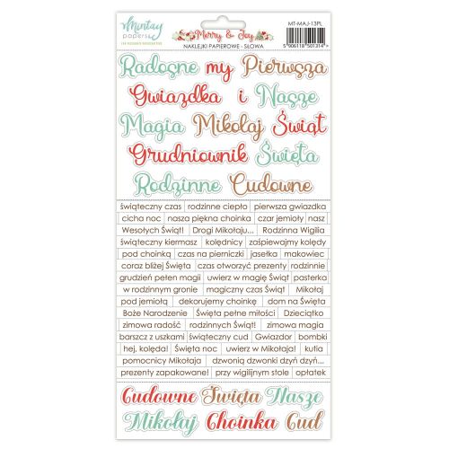 naklejki papierowe Mintay Papers - merry &amp; joy - słowa PL