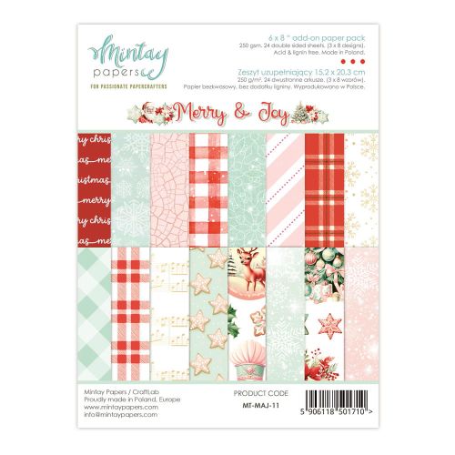 papier scrapbook Mintay Papers - merry &amp; joy (zestaw papierów uzupełniających) 15,2x20,3 cm [bloczek/pad]
