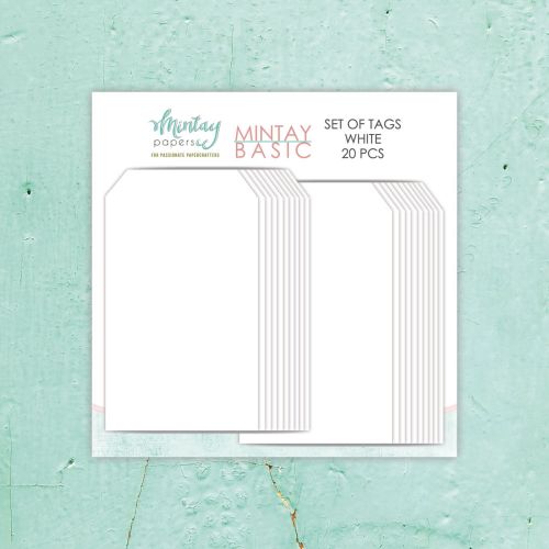 tag Mintay Basic -  biały 7 x 12 cm - 20szt
