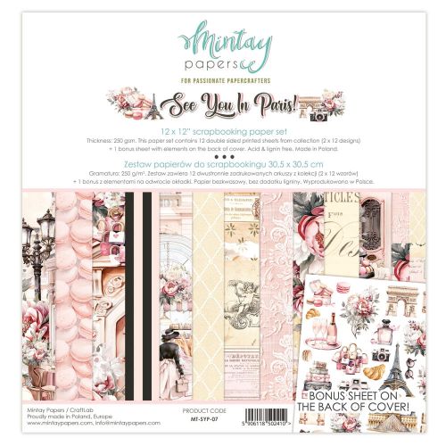 papier scrapbook Mintay Papers - see you in Paris [zestaw 12"x12"]