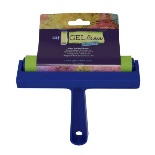 wałek gumowy Gel Press hard rubber brayer niebieski - 15,24 cm