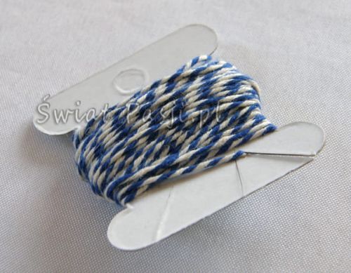 sznurek bawełniany dwukolorowy - kremowo-niebieski (5m)