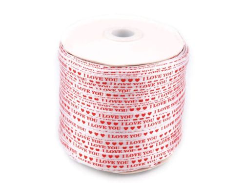 tasiemka tasiemka satynowa z napisem I love You (czerwony)