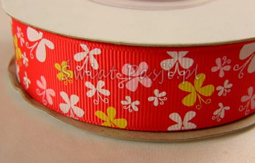 wstążka prążkowana motylki - czerwona
