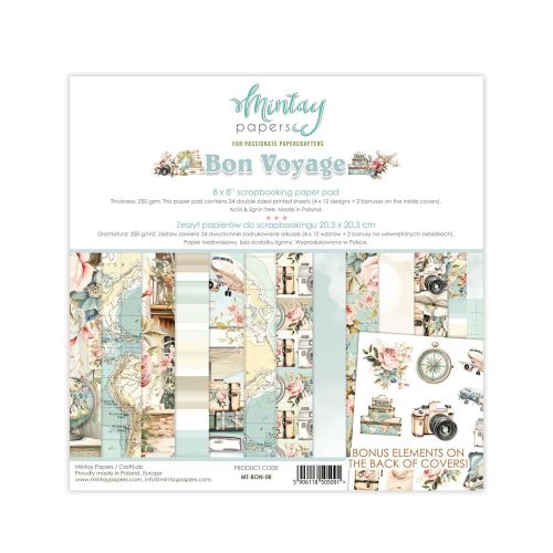 papier scrapbook Mintay Papers - bon voyage [zestaw 8"x8"]
