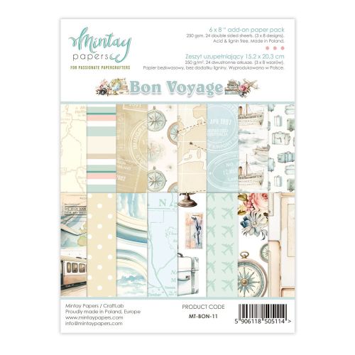 papier scrapbook Mintay Papers - bon voyage (zestaw papierów uzupełniających) 15,2x20,3 cm [bloczek/pad]