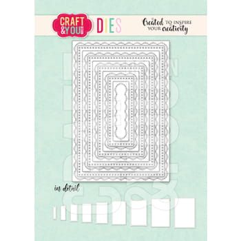 wykrojnik Craft&amp;You -  rectangles base decorative stiches / prostokąty bazy z przeszyciami [CW349]