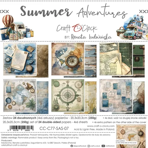 papier scrapbook Craft o'clock - summer adventures [zestaw 8" x 8"]