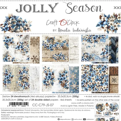 papier scrapbook Craft o'clock - jolly season [zestaw 8" x 8"]