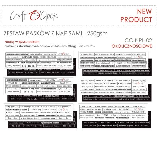 zestaw pasków Craft o'clock - napisy okolicznościowe PL 12 szt