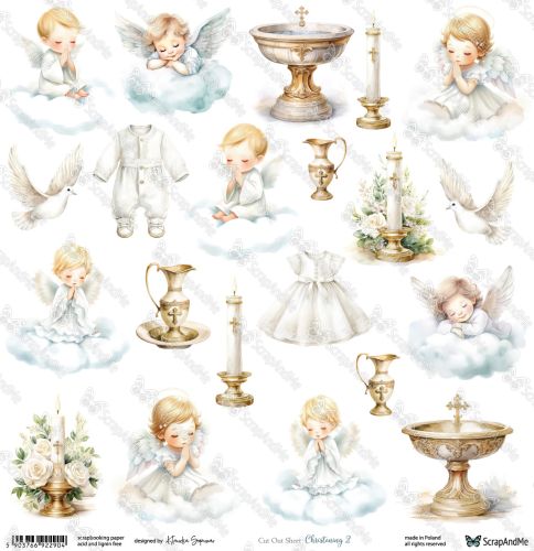 arkusz z elementami do wycinania ScrapAndMe - christening 2