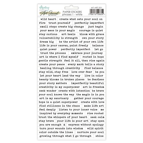 naklejki papierowe Mintay - Art Journal - Phrases 1 - białe