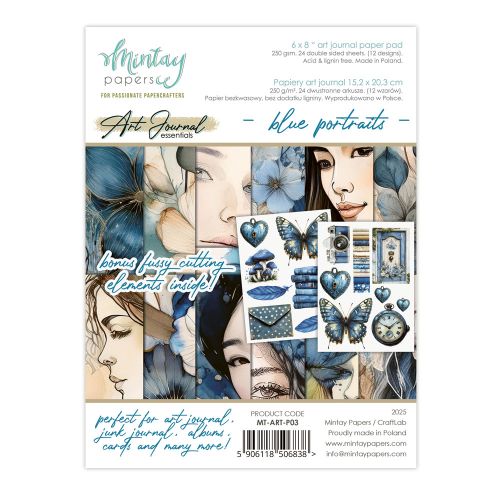 zeszyt papierów do scrapbookingu Mintay Art Journal 15x20 - blue portaits