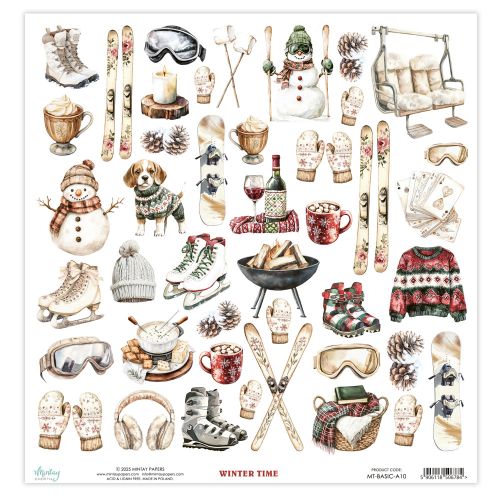 papier do scrapbookingu Mintay - elementy do wycinania - winter time