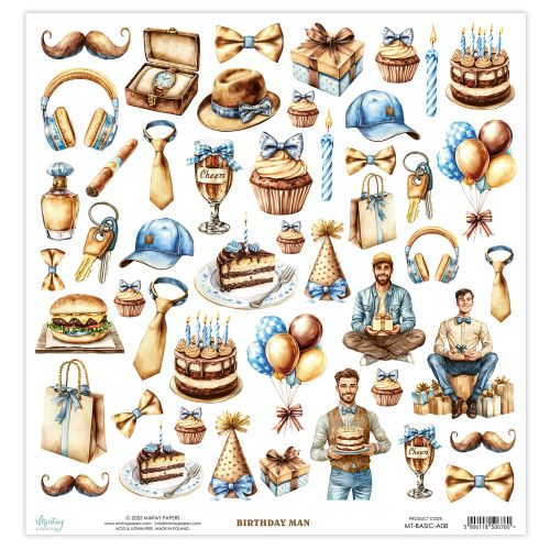 papier do scrapbookingu Mintay - elementy do wycinania - birthday man