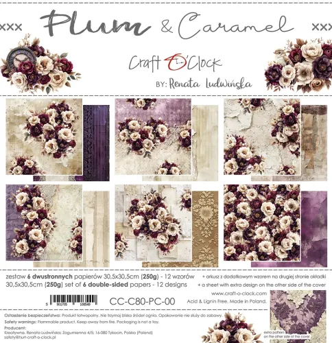 papier scrapbook Craft o'clock - plum &amp; caramel [zestaw 12" x 12"]