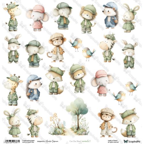 arkusz z elementami do wycinania ScrapAndMe - animals 1