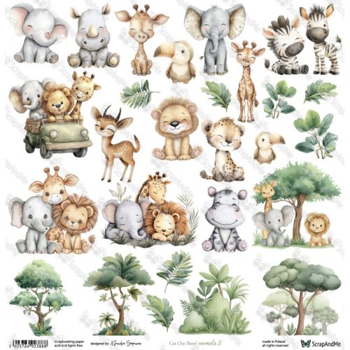 arkusz z elementami do wycinania ScrapAndMe - animals 2