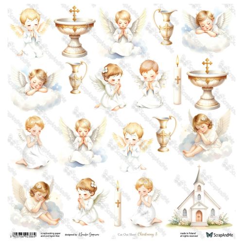 arkusz z elementami do wycinania ScrapAndMe - christening 3