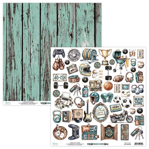 papier scrapbook Mintay Papers - man cave - arkusz z elementami