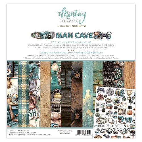 papier scrapbook Mintay Papers - man cave [zestaw 12"x12"]