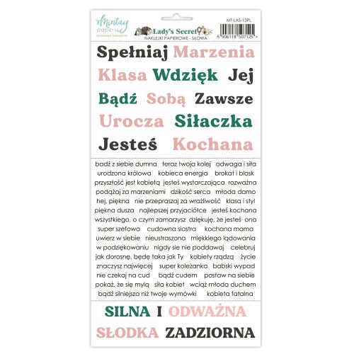 naklejki papierowe Mintay Papers - lady's secret - słowa PL