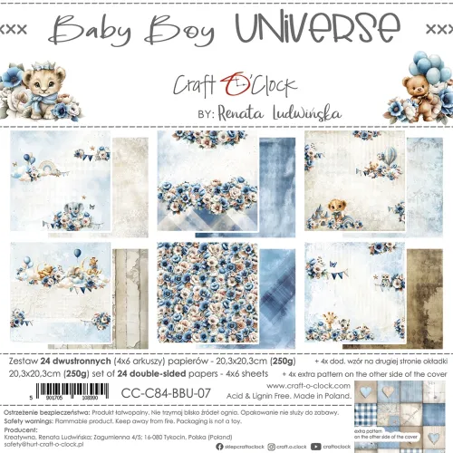 papier scrapbook Craft o'clock - baby boy universe [zestaw 8" x 8"]