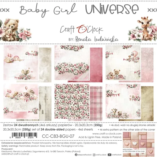 papier scrapbook Craft o'clock - baby girl universe [zestaw 8" x 8"]