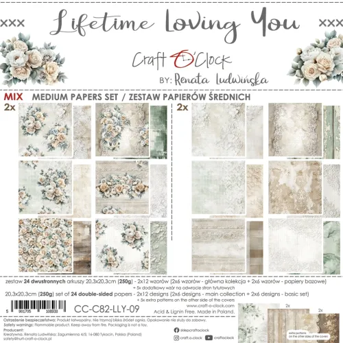 papier scrapbook Craft o'clock - lifetime loving you - zestaw bazowy mix 20x20 cm