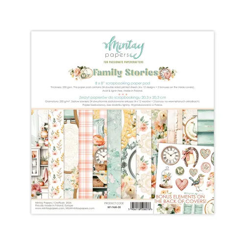 papier scrapbook Mintay Papers - family stories [zestaw 8"x8"]