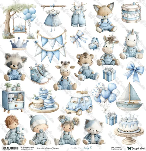 arkusz z elementami do wycinania ScrapAndMe - baby 10