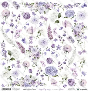 arkusz z elementami do wycinania ScrapAndMe - lovely day in violet - flowers