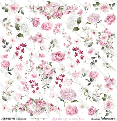 arkusz z elementami do wycinania ScrapAndMe - lovely day in pink - flowers