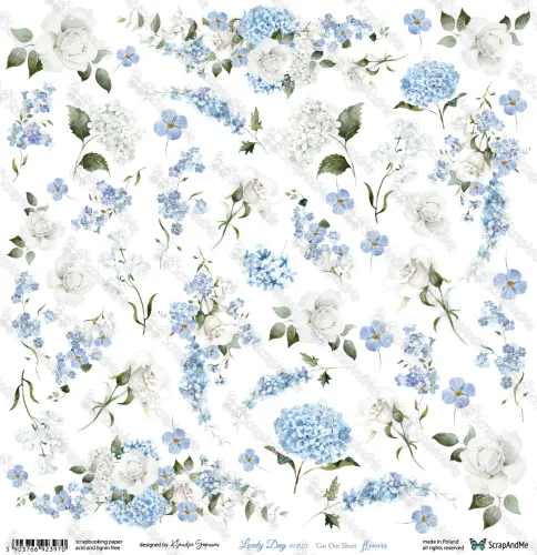 arkusz z elementami do wycinania ScrapAndMe - lovely day in blue - flowers