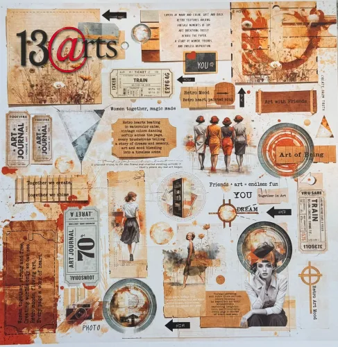 papier scrapbook 13@rts - retroteca - bonus sheet - arkusz z elementami