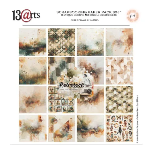 papier scrapbook 13Arts - retroteca [zestaw 8" x 8"]