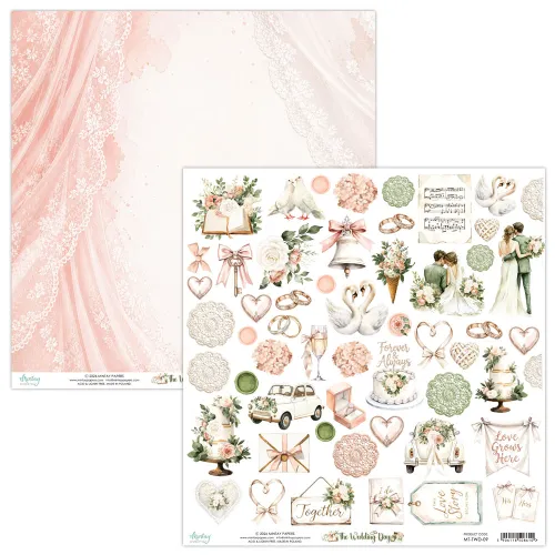 papier scrapbook Mintay Papers - the wedding day - arkusz z elementami