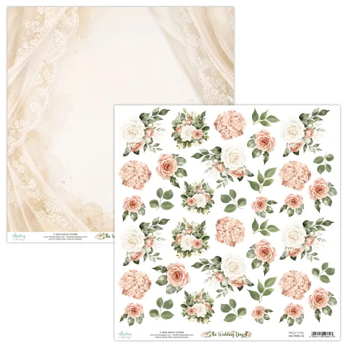 papier scrapbook Mintay Papers - the wedding day - arkusz z kwiatami