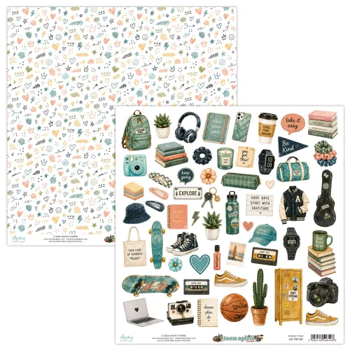 papier scrapbook Mintay Papers - teen spirit - arkusz z elementami