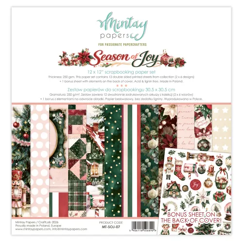 papier scrapbook Mintay Papers - season of joy [zestaw 12"x12"]