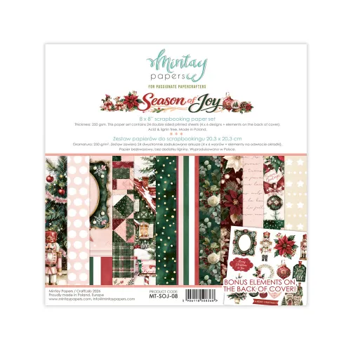 papier scrapbook Mintay Papers - season of joy [zestaw 8"x8"]