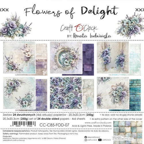 papier scrapbook Craft o'clock - flowers of delight [zestaw 8" x 8"]