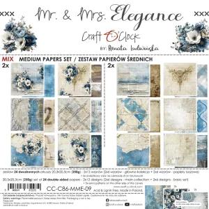 papier scrapbook Craft o'clock - mrs. elegance - zestaw bazowy mix 20x20 cm