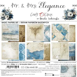 papier scrapbook Craft o'clock - mrs. elegance - zestaw bazowy 20x20 cm