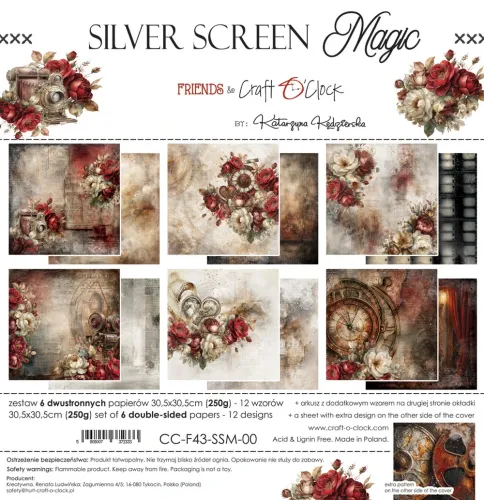 papier scrapbook Craft o'clock - silver screen magic [zestaw 12" x 12"]