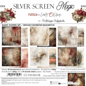 papier scrapbook Craft o'clock - silver screen magic - zestaw bazowy 20x20 cm