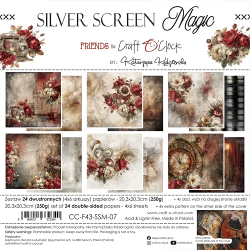 papier scrapbook Craft o'clock - silver screen magic [zestaw 8" x 8"]