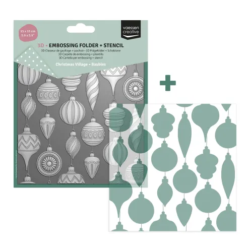 folder do embossingu 3D + szablon Vaessen Creative - christmas baubles [3625-0607]