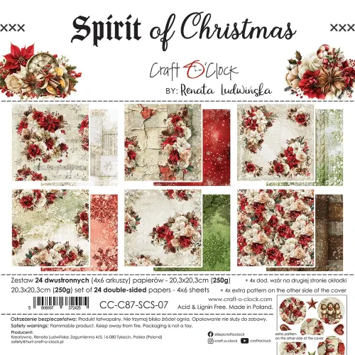 papier scrapbook Craft o'clock - spirit of christmas [zestaw 8" x 8"]