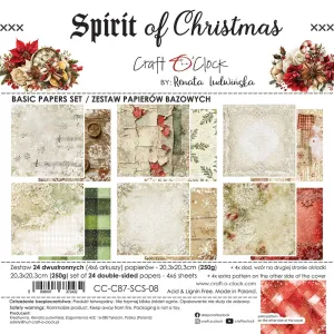 papier scrapbook Craft o'clock - spirit of christmas - zestaw bazowy 20x20 cm